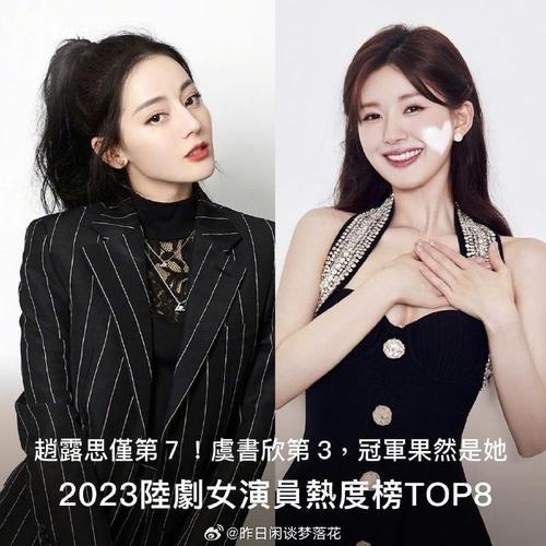 2023年女演员热度榜Top10揭晓赵露思第7，热巴第4，虞书欣第3，冠军果然是她